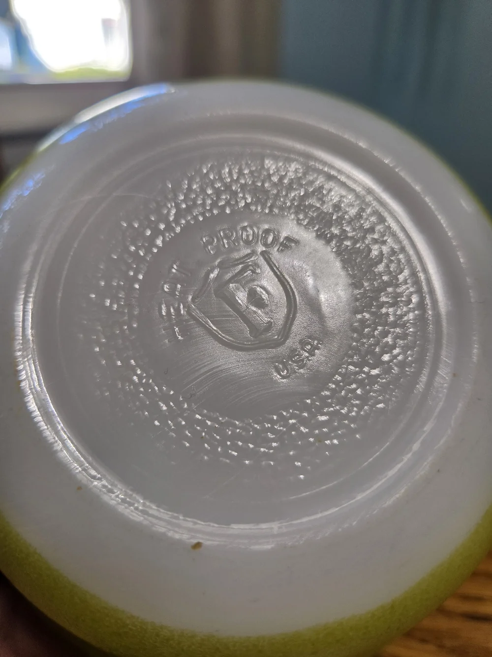 Vintage Fire-King Anchor Hocking Avocado Green Milk Glass Mixing Bowl